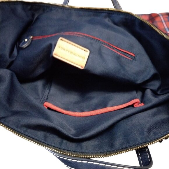 Tommy Hilfiger Crossbody Tote Purse Messenger Bag Red and Blue Plaid Stars - Picture 8 of 9